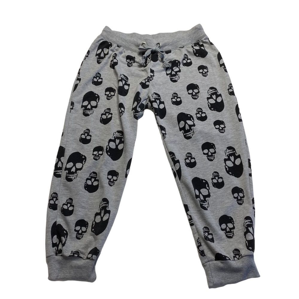 Coco Limon Cropped Skull Skeleton Joggers Gray Halloween Horror Spooky Sz M